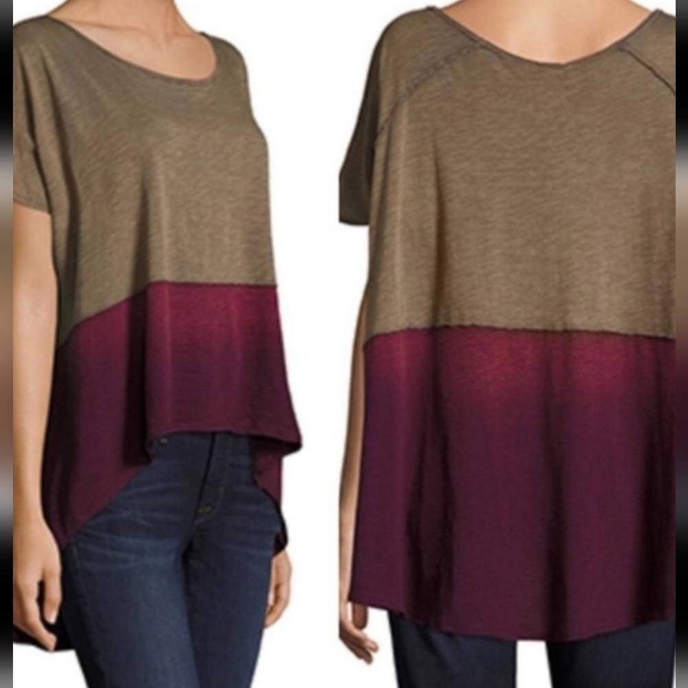 We The Free Short Sleeve. Tri color ombre Distressed Loose T Shirt Size Small